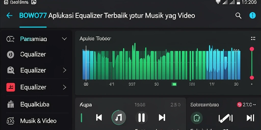 Tampilan antarmuka aplikasi <strong>BOWO77</strong> dengan kontrol Equalizer yang mudah digunakan.