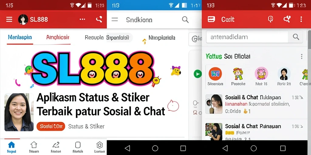 Antarmuka SL888 dengan berbagai stiker menarik untuk chatting.
