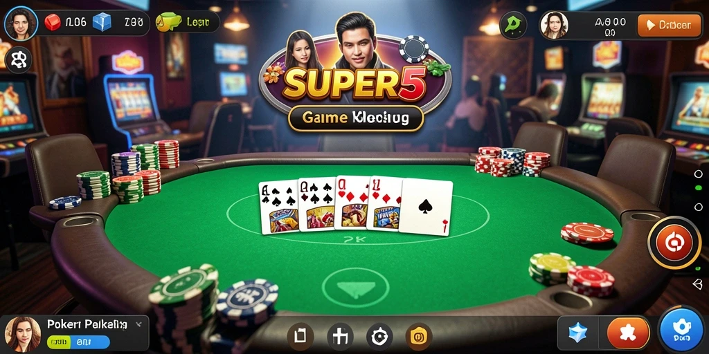 Antarmuka menarik dari permainan Poker SUPER5.