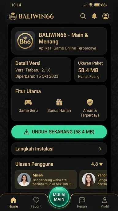 Tampilan halaman APK baliwin66